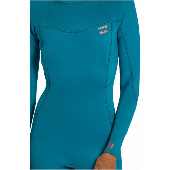 2024 Billabong Mujer Foil 3/2mm Flatlock Back Zip Neopreno ABJW100183 - Marine